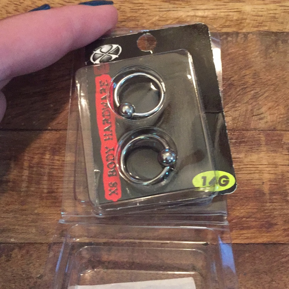 14G Stainless Steel Bead Ring Pair